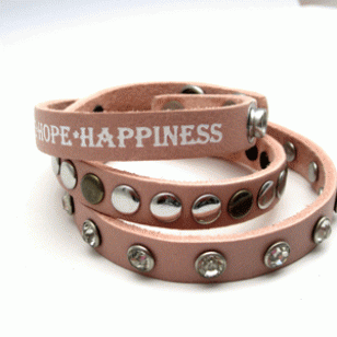 Leren wikkel armband - Zalm